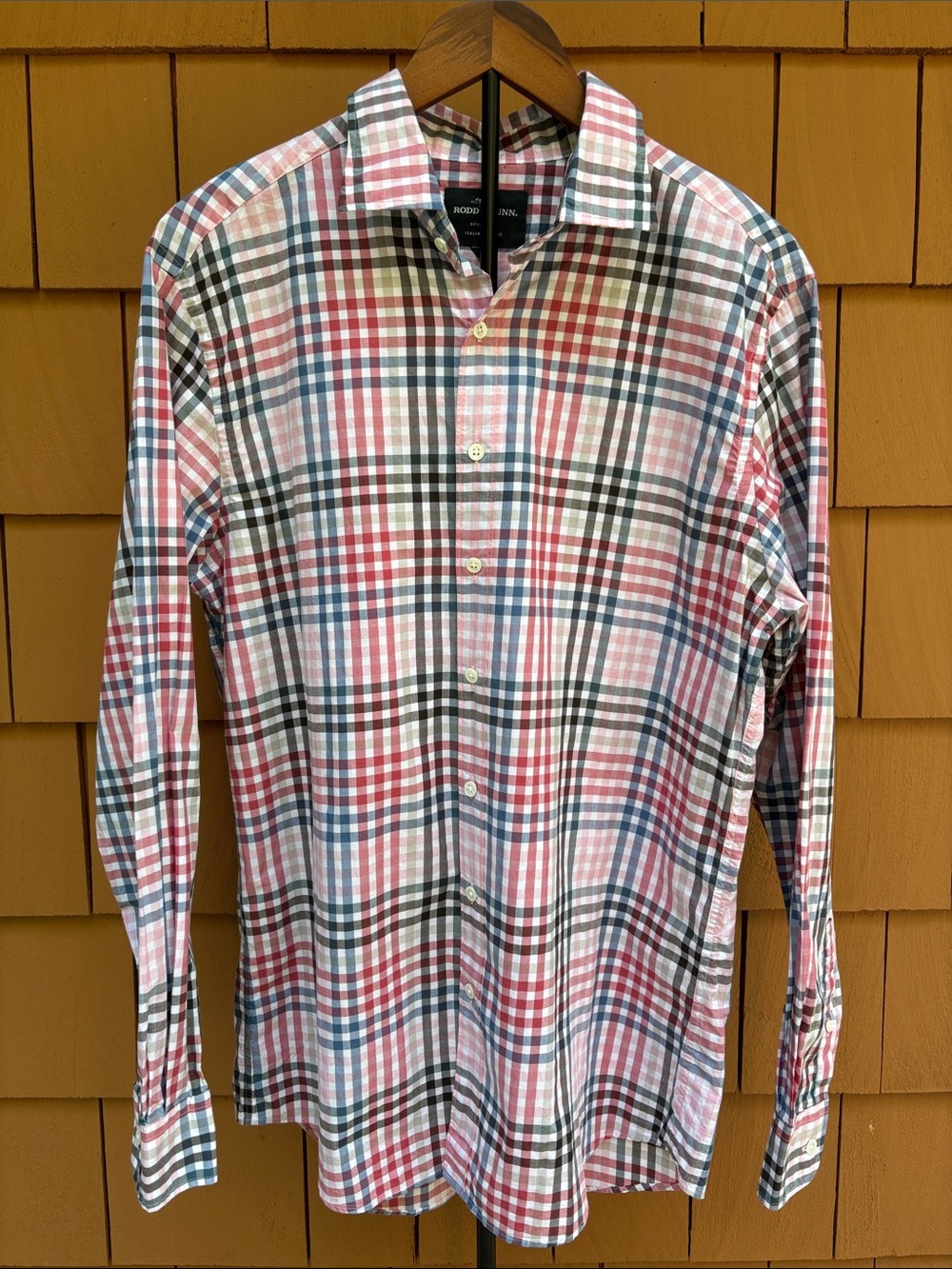 Rodd & Gunn Highland Park Plaid Sports Fit Italian Fabric Shirt Wild Rose L